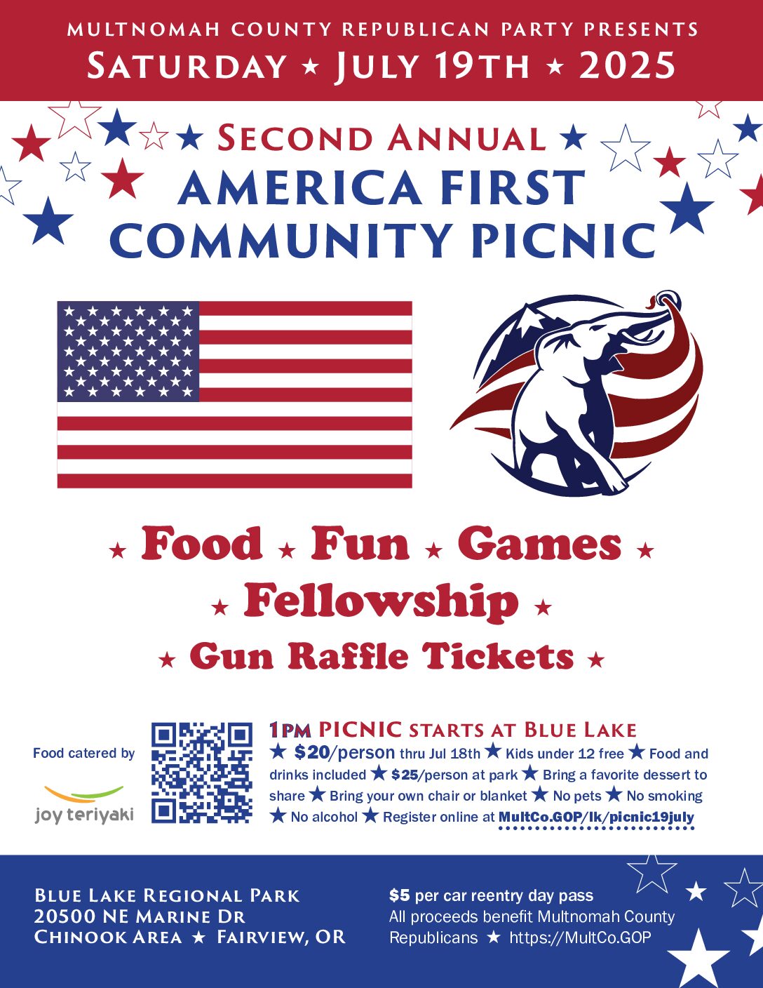 Flyer, MCRP Presents • Sat • July 19 • 2025 • 2nd Annual America First Community Picnic